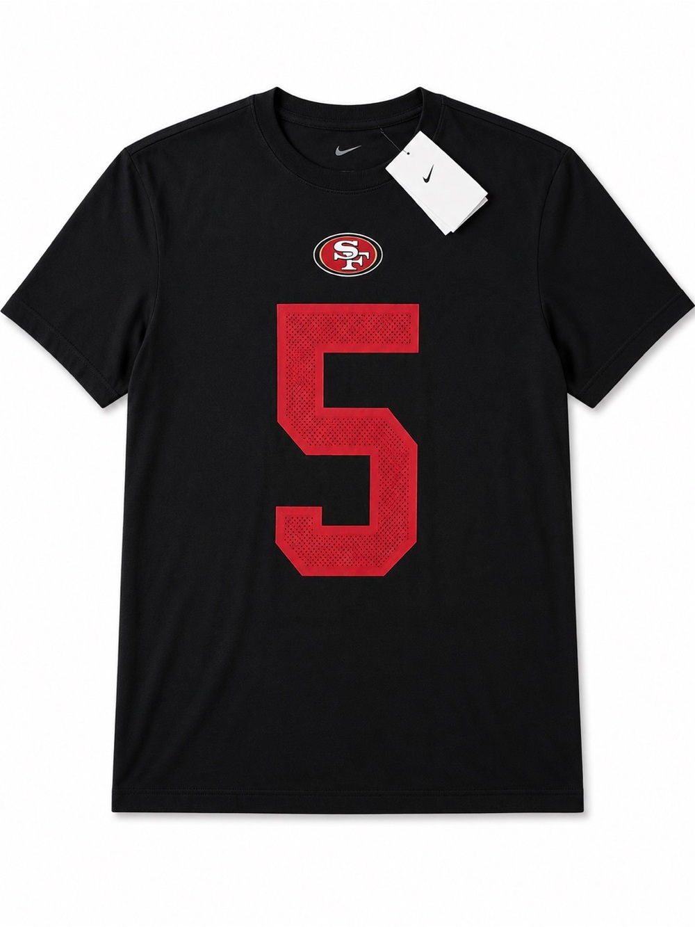 Nike San Francisco 49niners Black Tee with Red Number 5 Lance